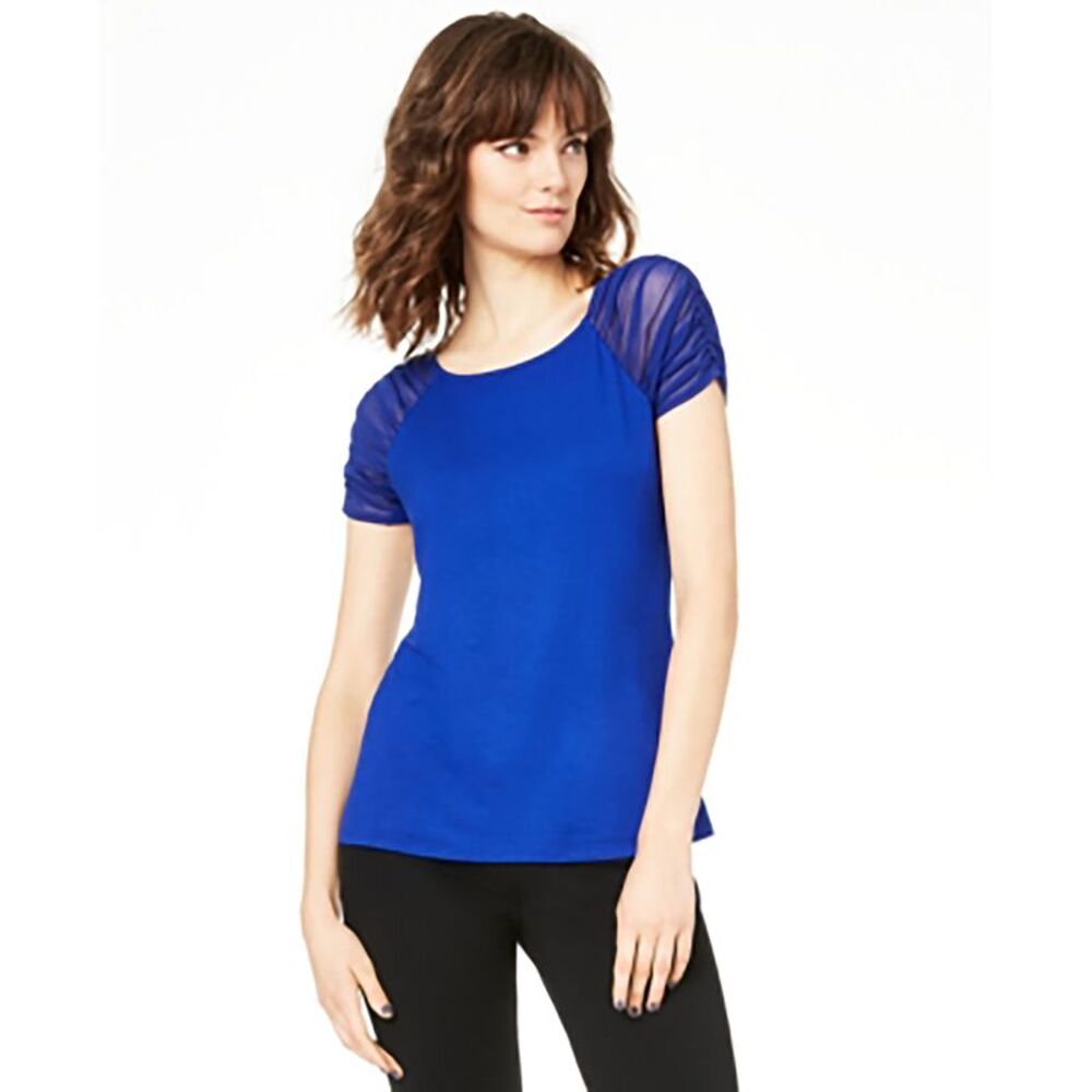 INC International Concepts Ruched Illusion Sleeve Top